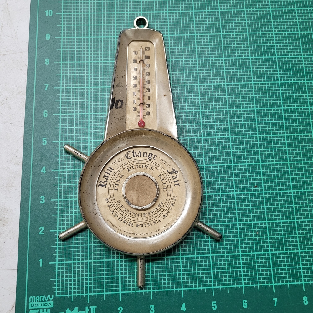 Vintage Brass Barometer with Thermometer